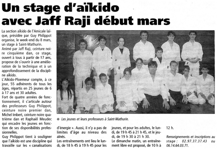 article presse 2 presentation stage Jaff RAJI 8 et 9 mars 2003