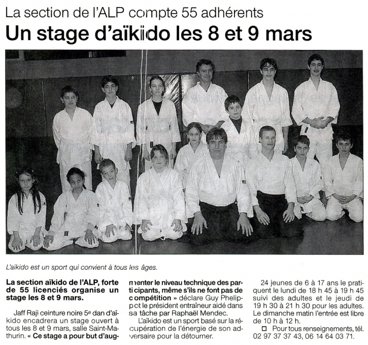 article presse preparation stage Jaff RAJI 8 et 9 mars 2003