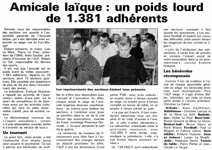 Ouest France 1999 - ALP - Les benevoles recompenses.